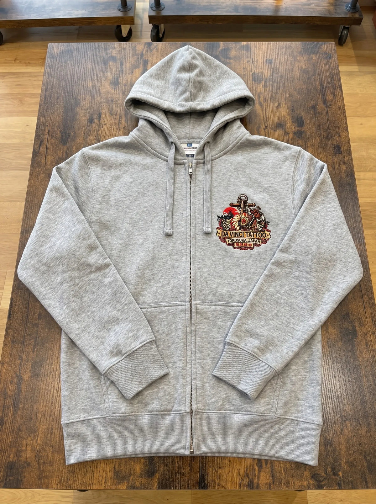 Da Vinci SAMPLE PRINT Grey Hoodie Yokosuka Japan US Base